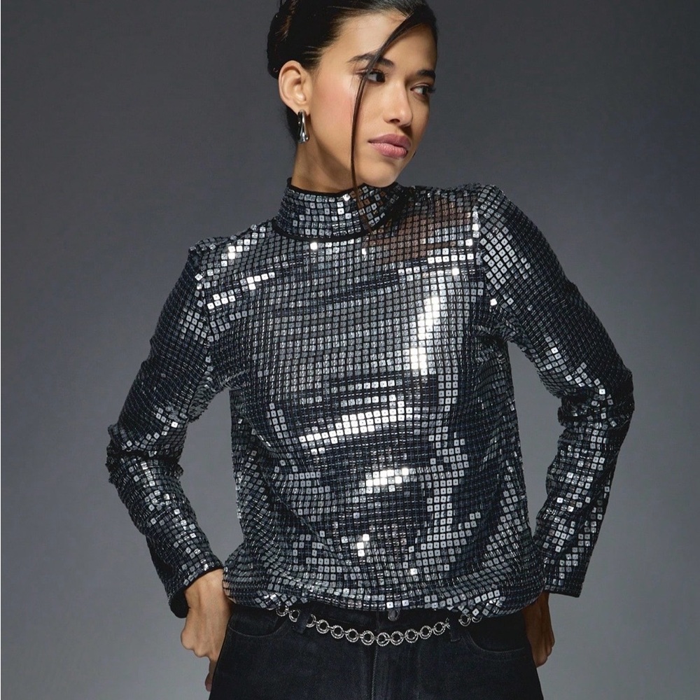 Silver Sequin Women's Top
